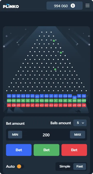 Interface de la machine à sous Plinko 1000 dans un casino en ligne français